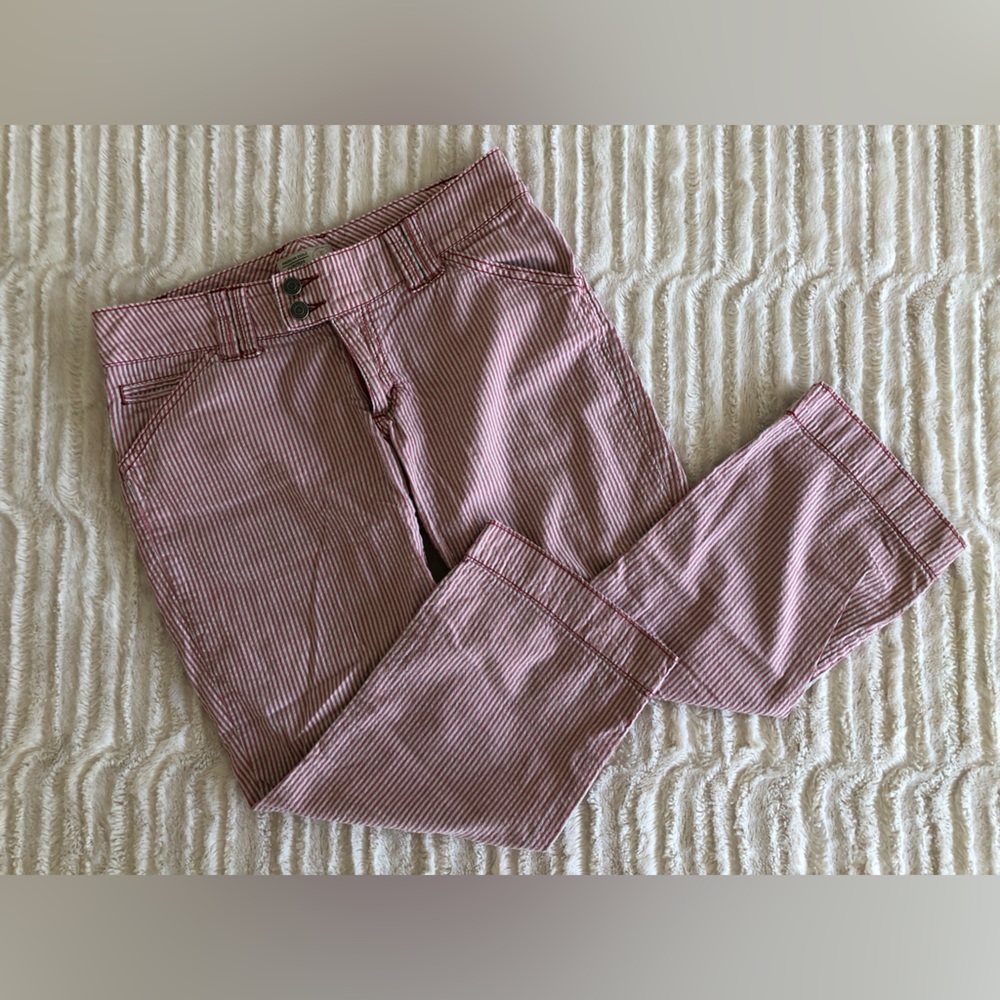 American Eagle Outfitters red & cream striped pedal pusher cropped pants